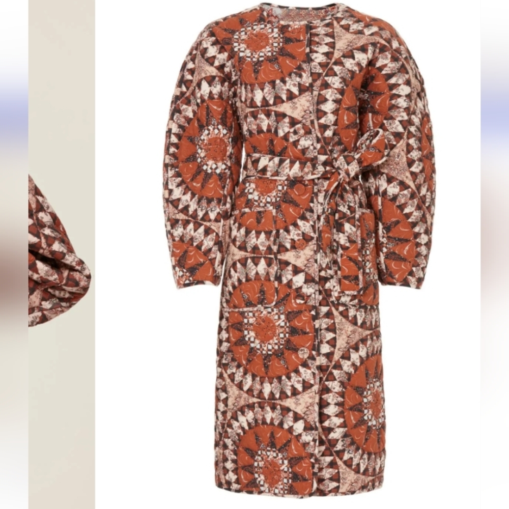 Elegant Brown Patterned Quilted Coat- Ulla Johnson